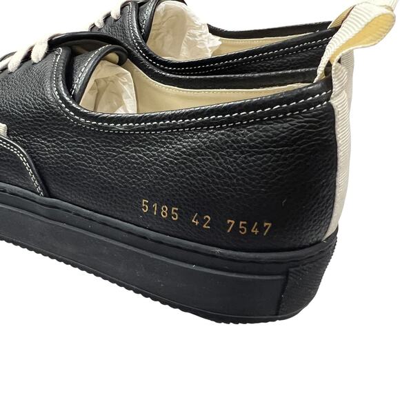 Common Projects Four Hole Low EU 42 Black Leather Luxe Court Sneaker US 9 NEW main image 5